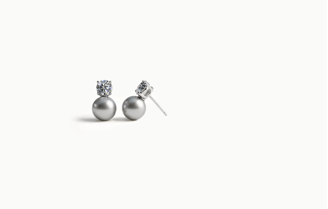 Stormy Pearl Moissanite Earrings