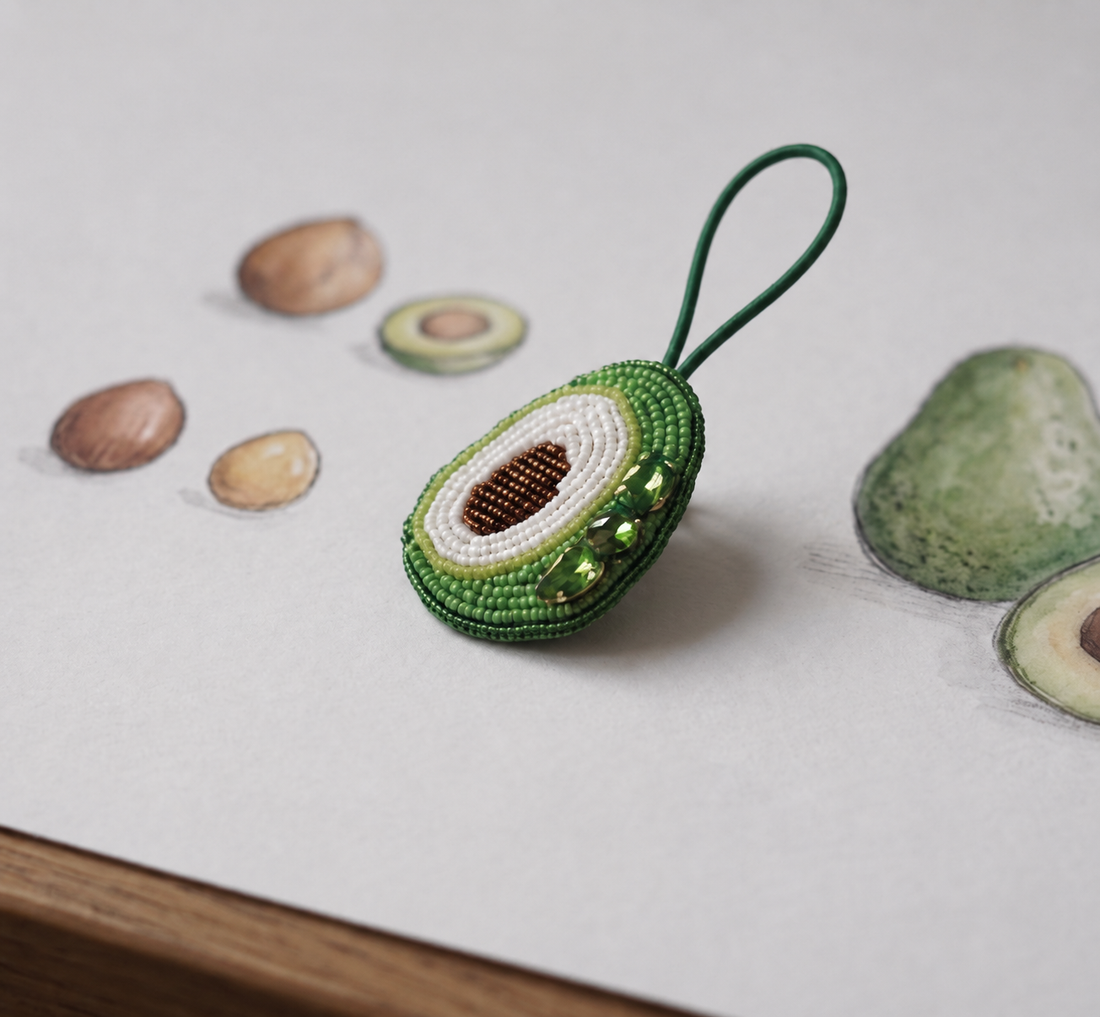 Avocado Beaded Bag Charm