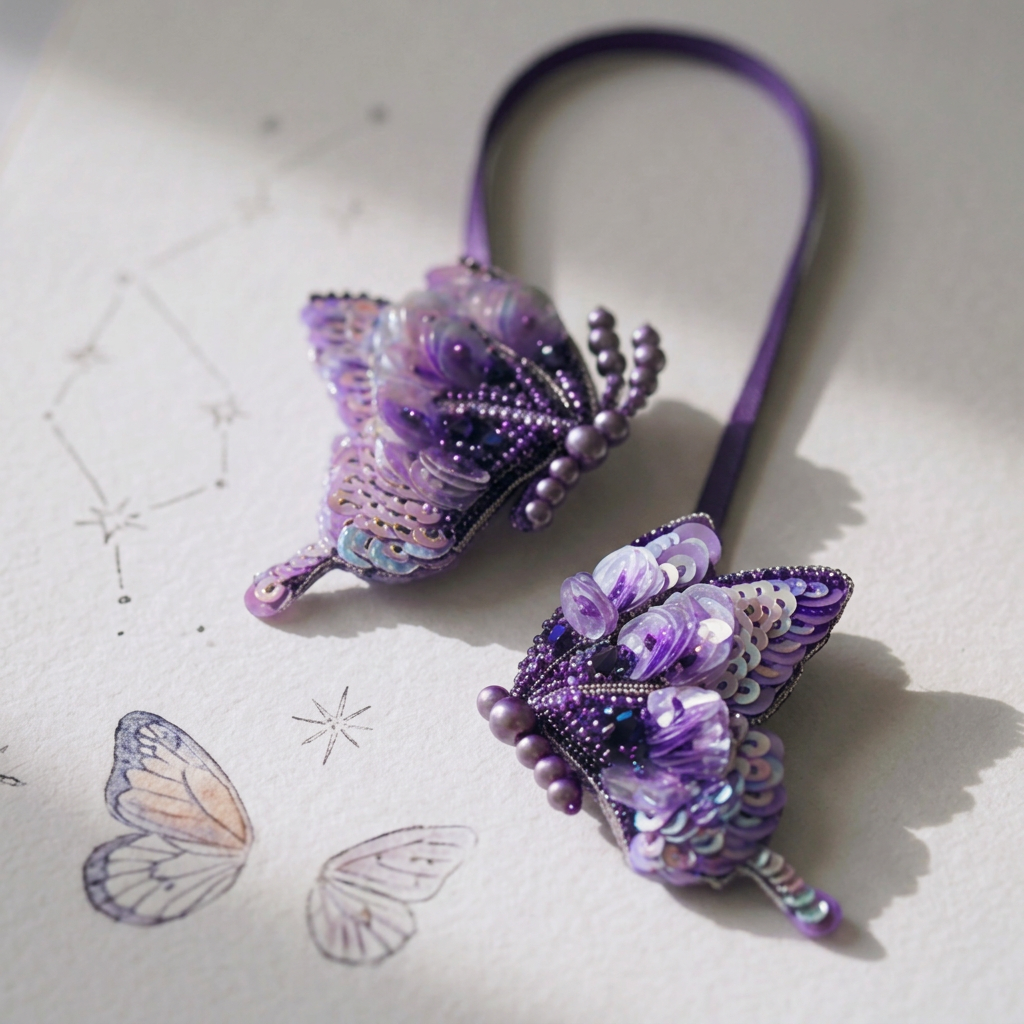 Plum Butterfly Embellished Double Bag Charm
