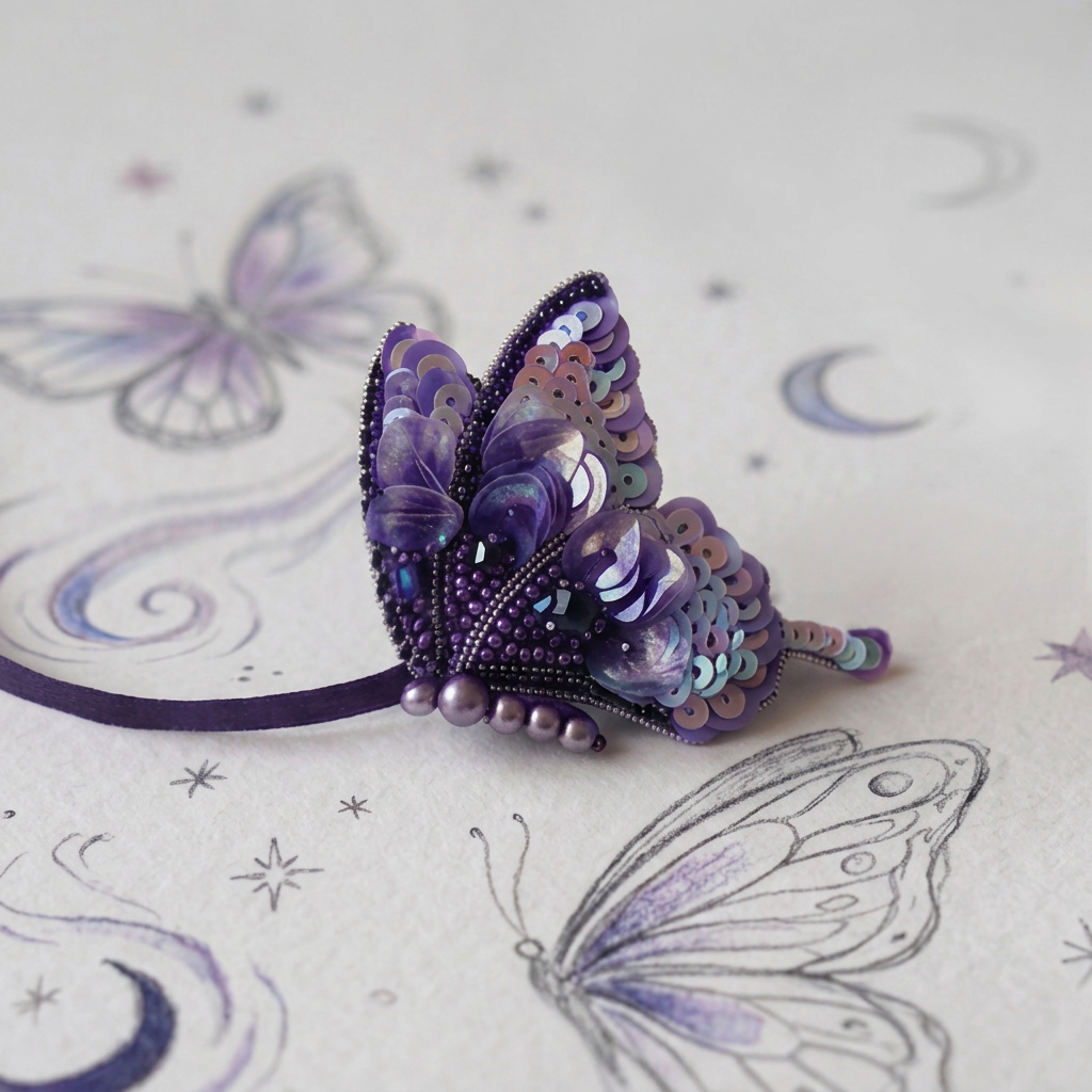 Plum Butterfly Embellished Double Bag Charm