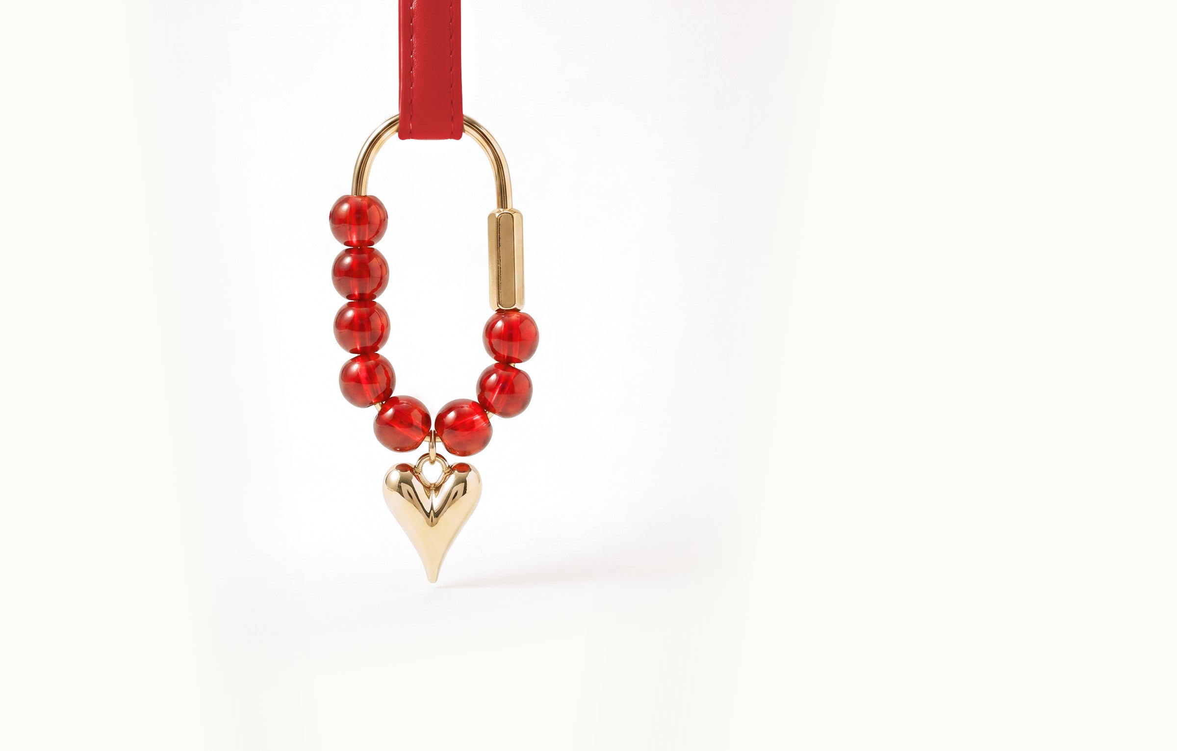 Poppy Beaded Heart Carabiner