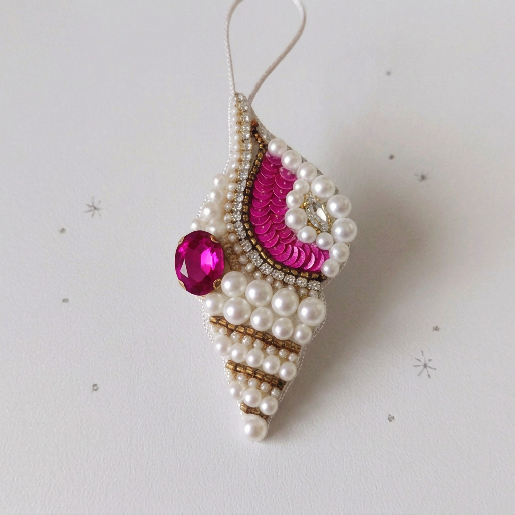 Conch Beaded Bag Charm