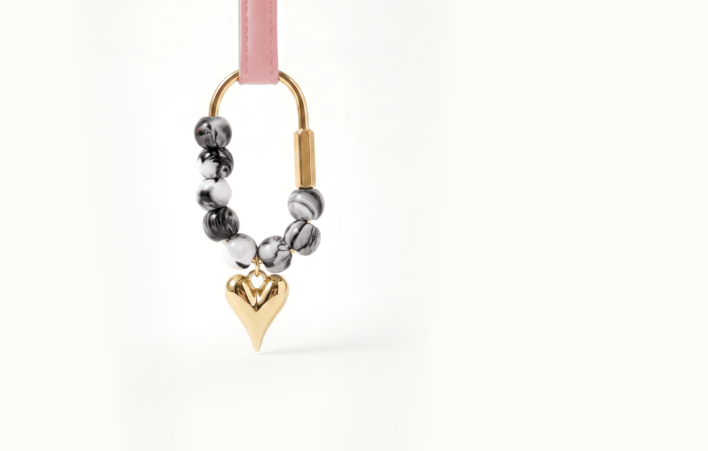 Tuxedo Beaded Heart Carabiner