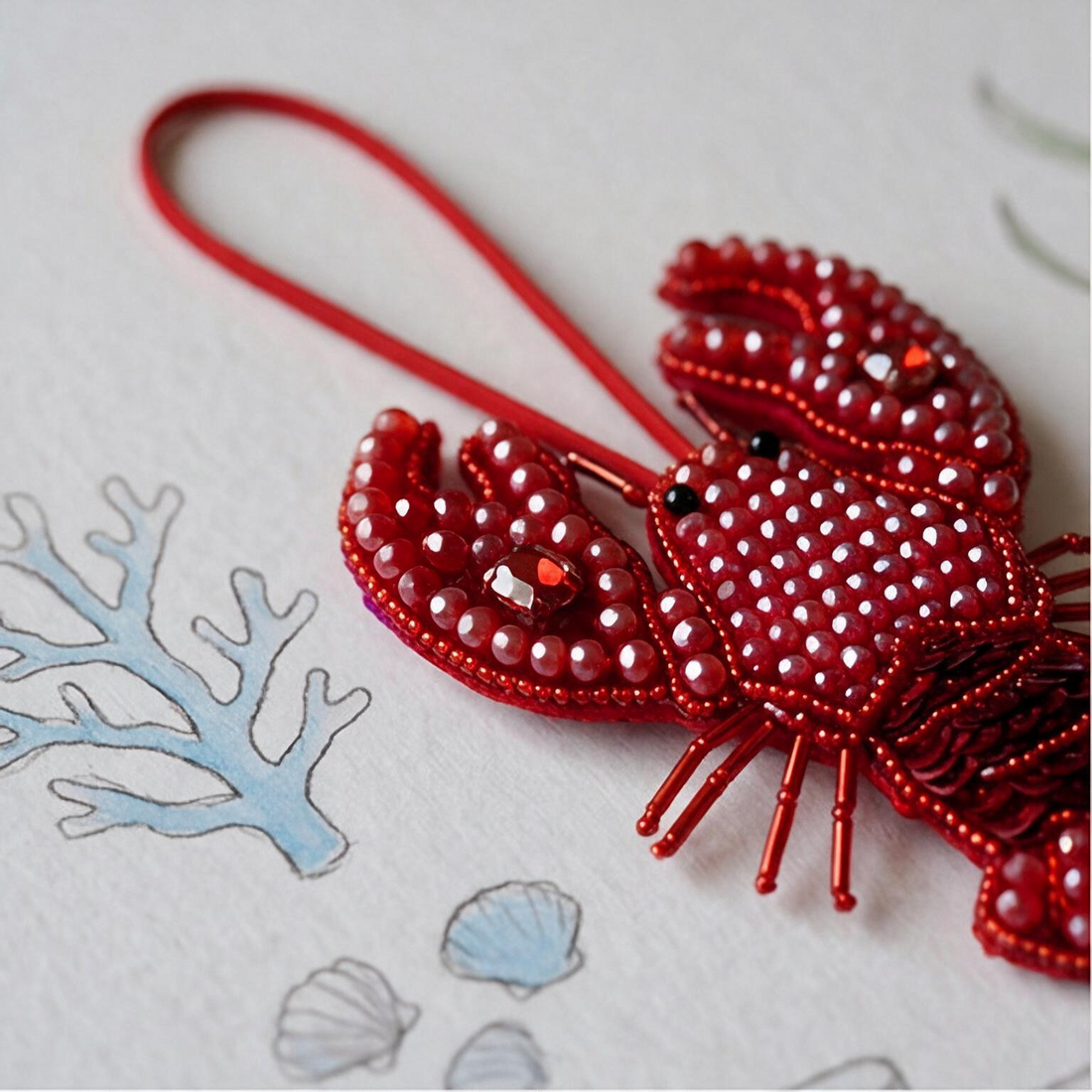 Lobster Beaded Bag Charm