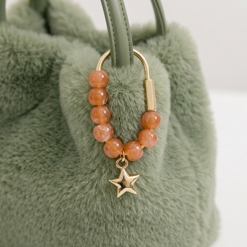 Apricot Beaded Star Carabiner