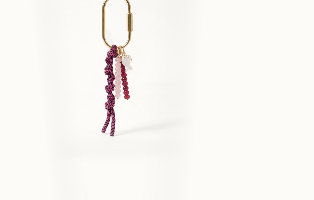 Black Cherry Stone Carabiner Cord Set