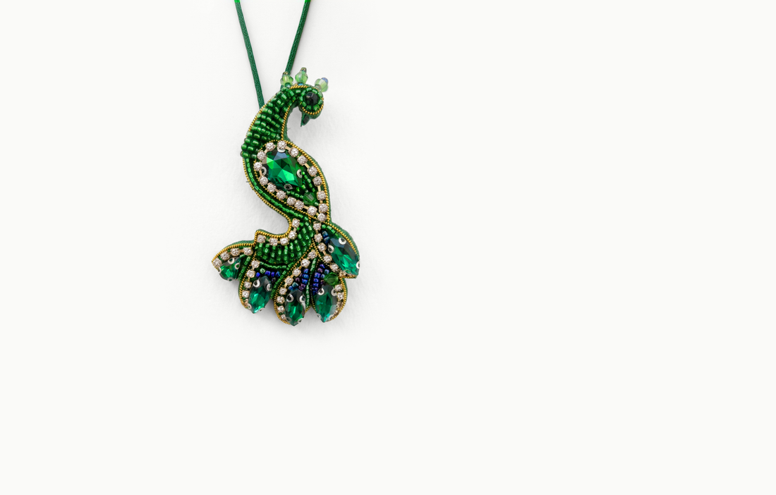 Peacock Beaded Bag Charm