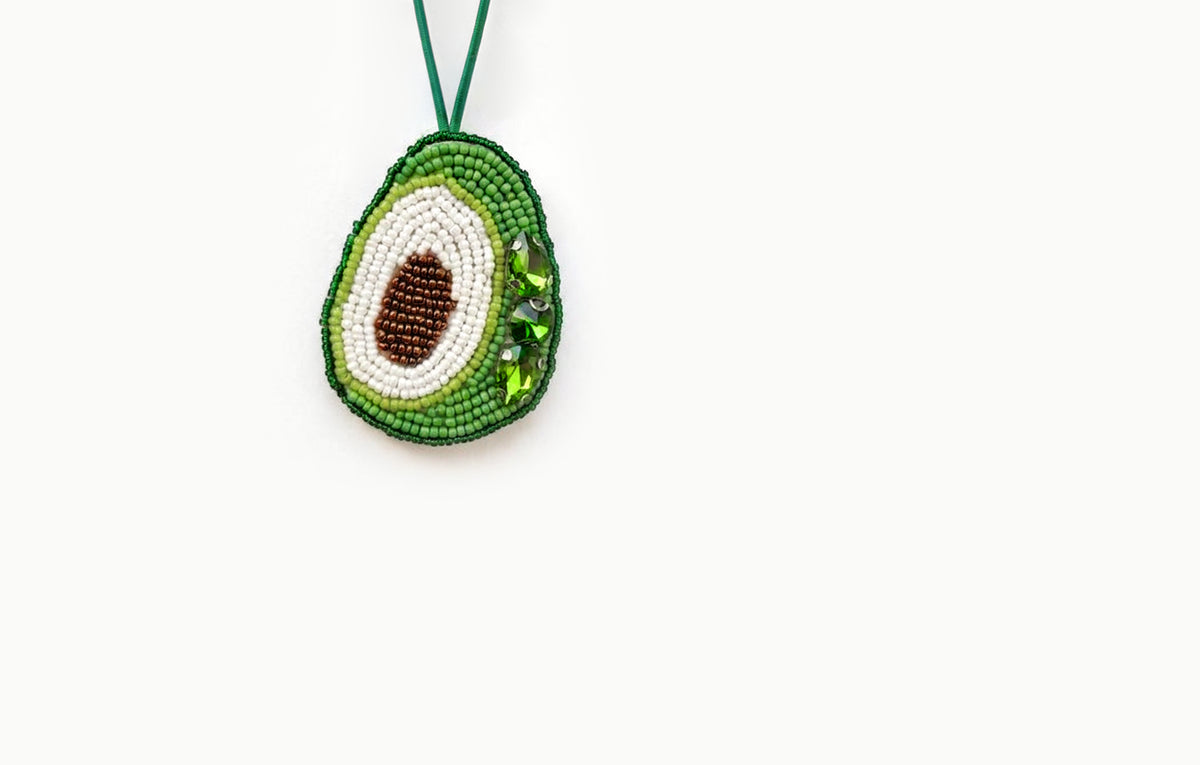Avocado Beaded Bag Charm