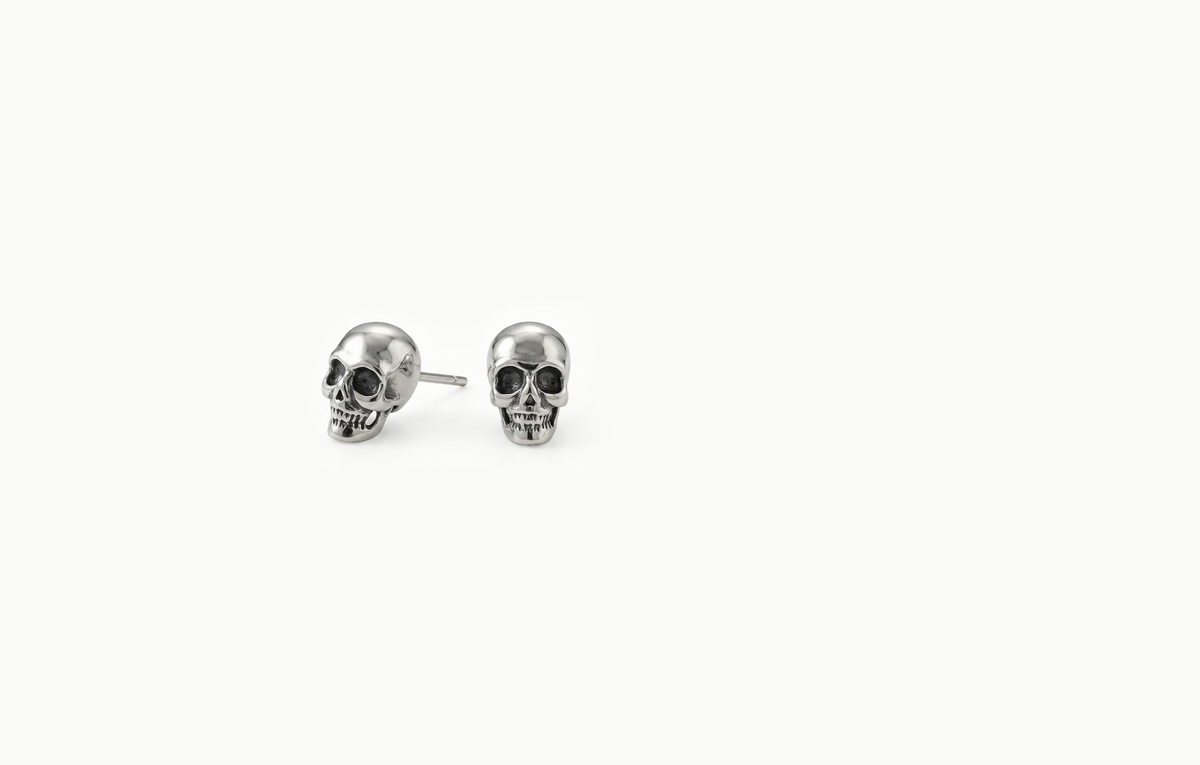 Silver skull stud earrings