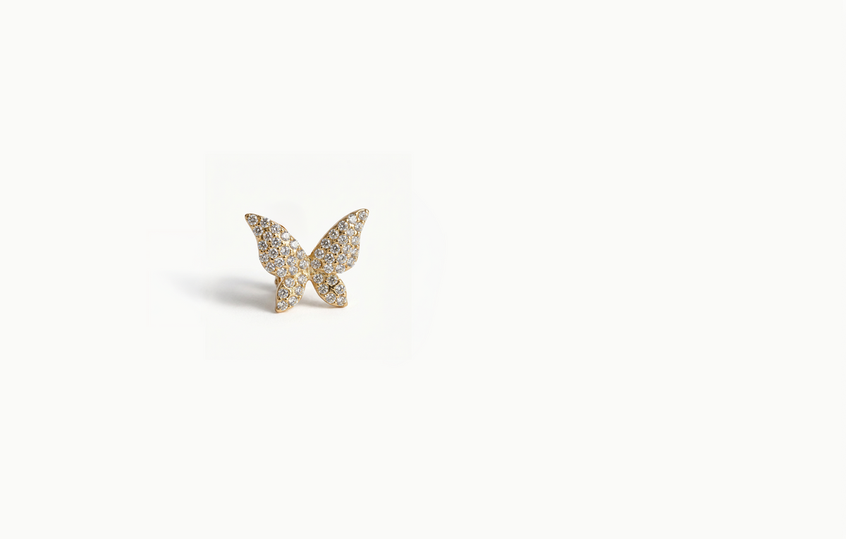 Gold butterfly ear cuff covered in crystals