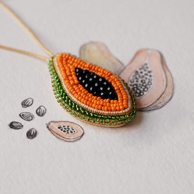 Papaya Embellished Bag Charm