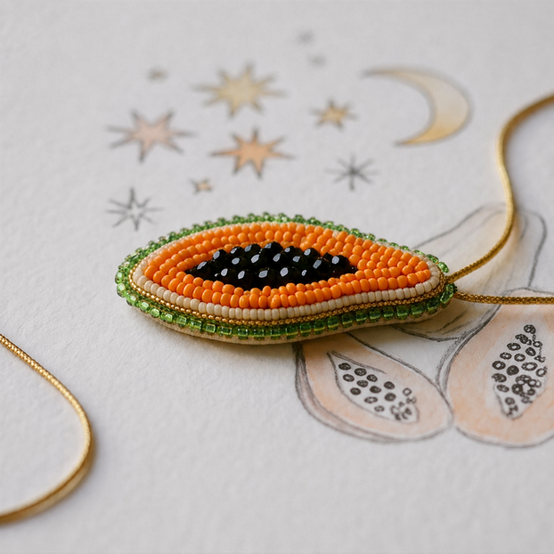 Papaya Embellished Bag Charm