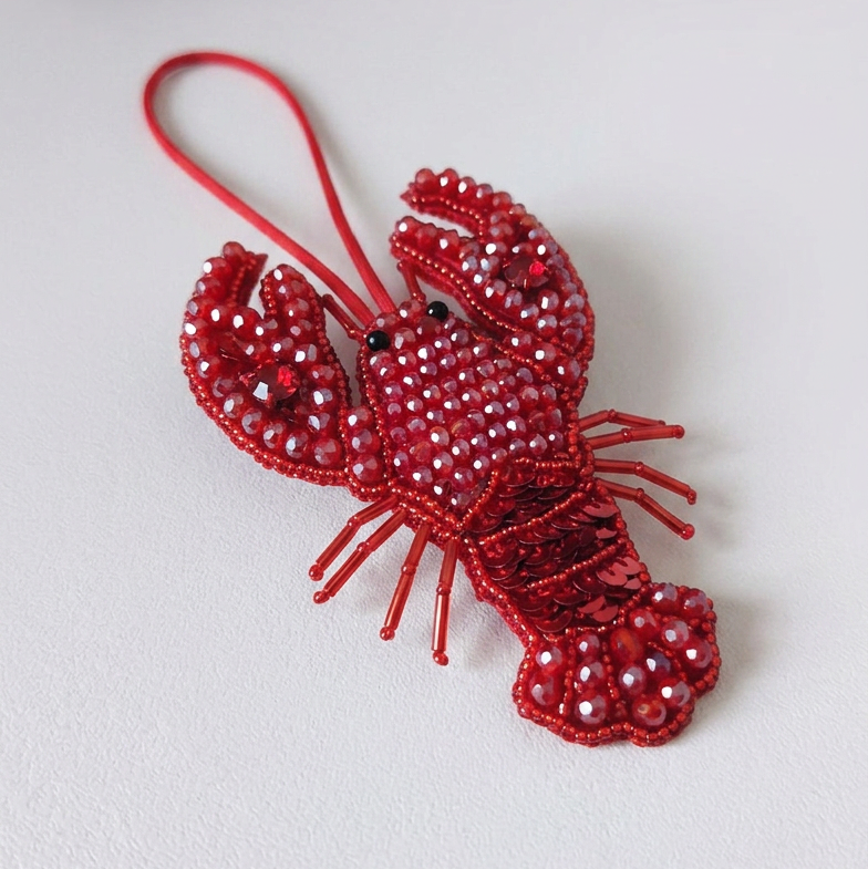 Lobster Beaded Bag Charm