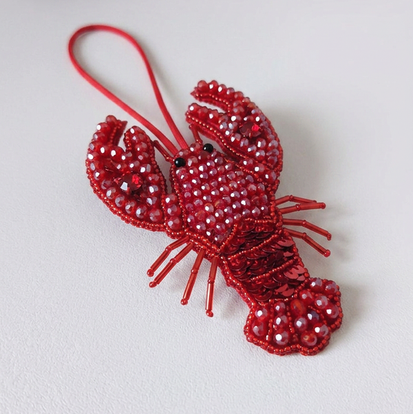 Lobster Beaded Bag Charm
