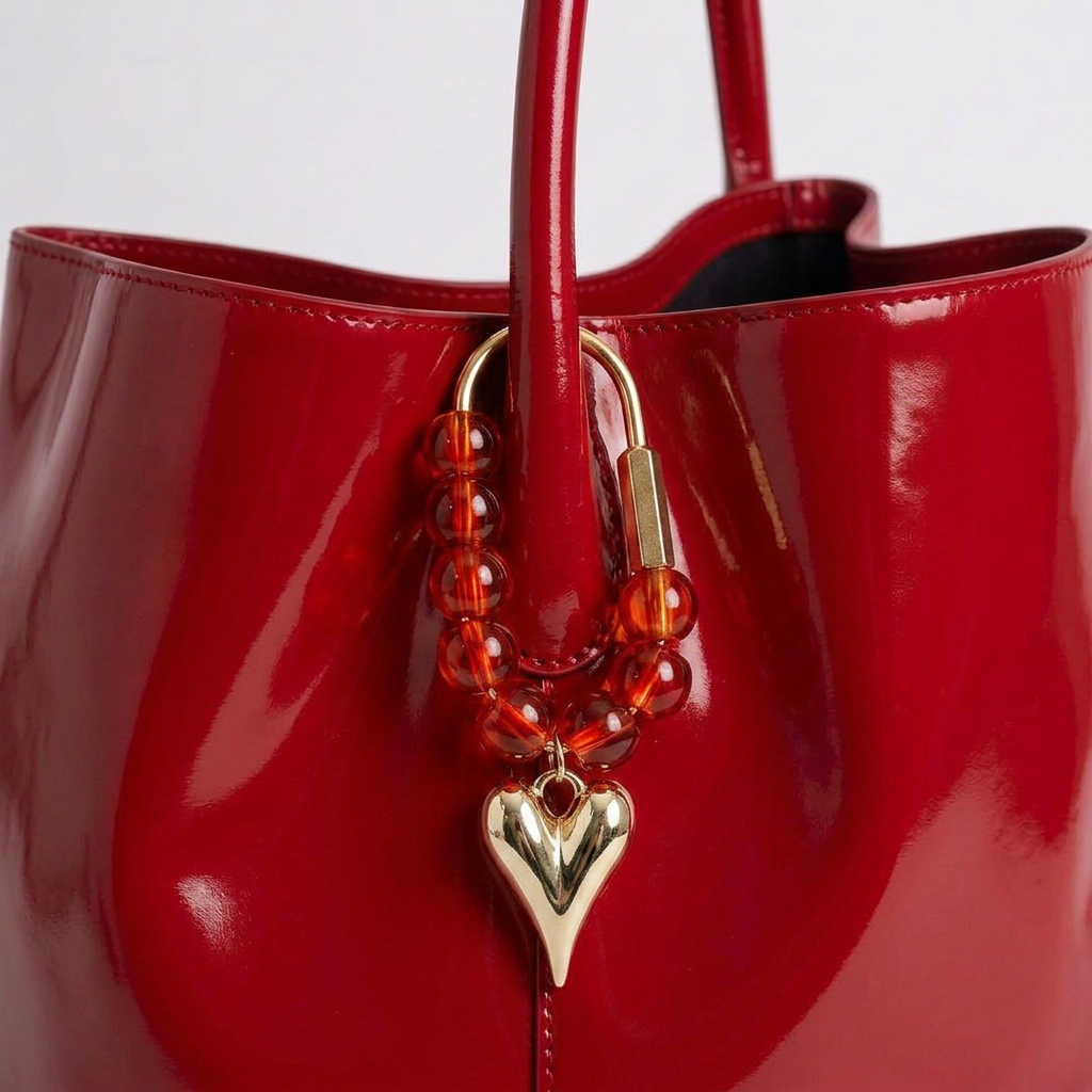 Poppy Beaded Heart Carabiner