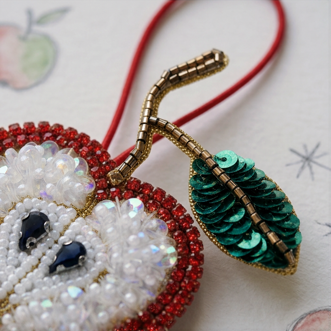Apple Beaded Bag Charm