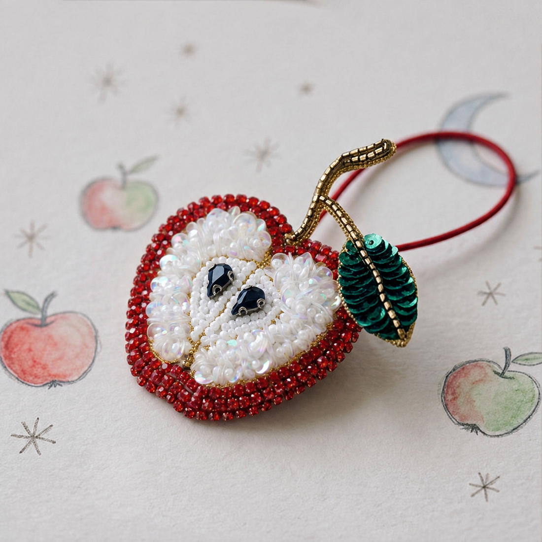 Apple Beaded Bag Charm