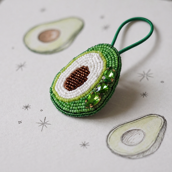 Avocado Beaded Bag Charm