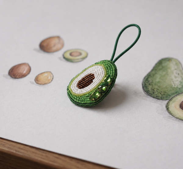 Avocado Beaded Bag Charm