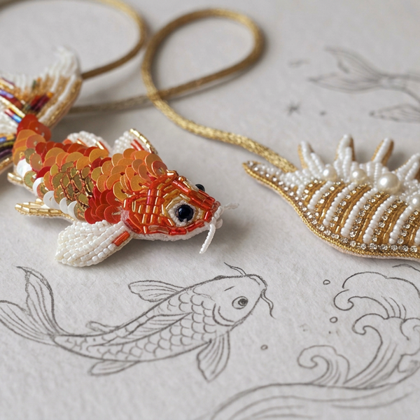 Koi Fish Embellished Double Bag Charm