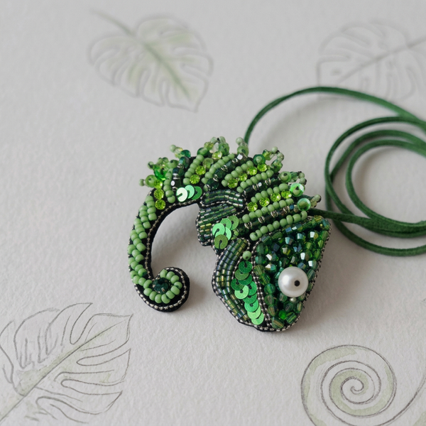 Chameleon Beaded Bag Charm