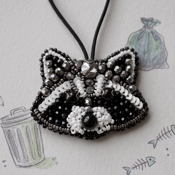 Raccoon Beaded Bag Charm