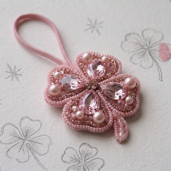 Clover Beaded Bag Charm
