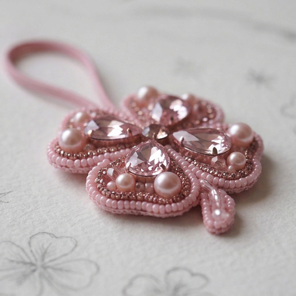 Clover Beaded Bag Charm