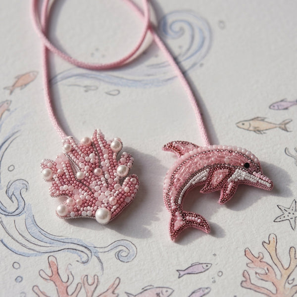 Coral Dolphin Double Bag Charm