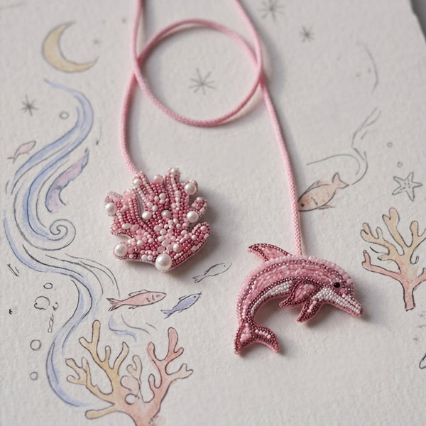 Coral Dolphin Double Bag Charm