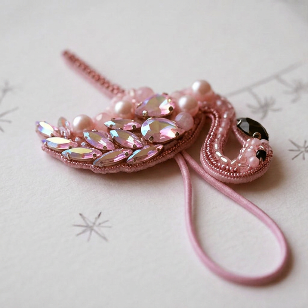 Flamingo Beaded Bag Charm