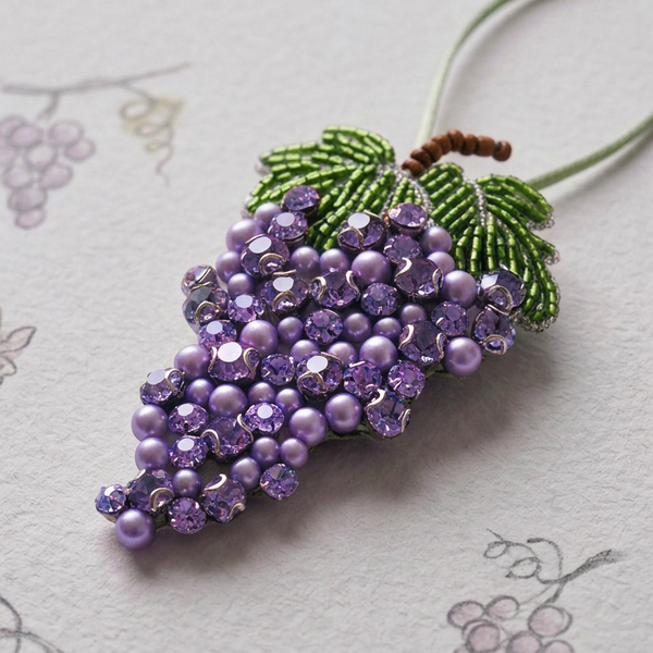 Grapes Beaded Bag Charm