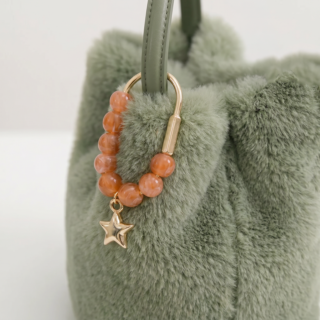 Apricot Beaded Star Carabiner
