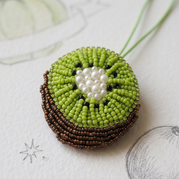 Kiwi Beaded Bag Charm