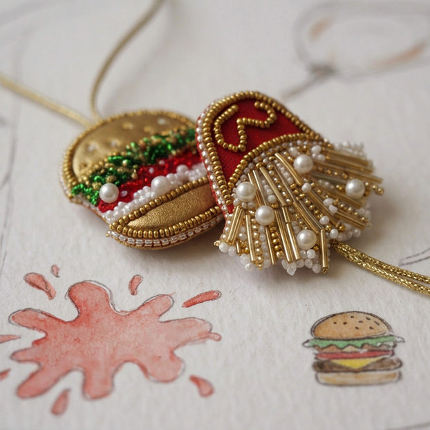 Burger & Fries Double Bag Charm
