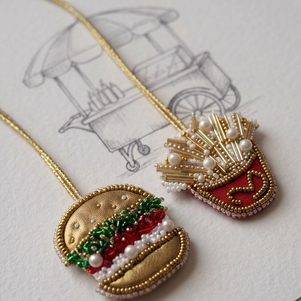 Burger & Fries Double Bag Charm