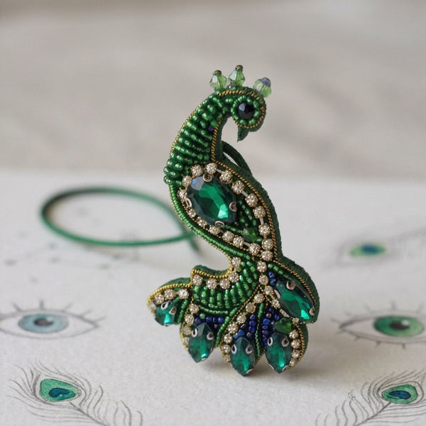 Peacock Beaded Bag Charm