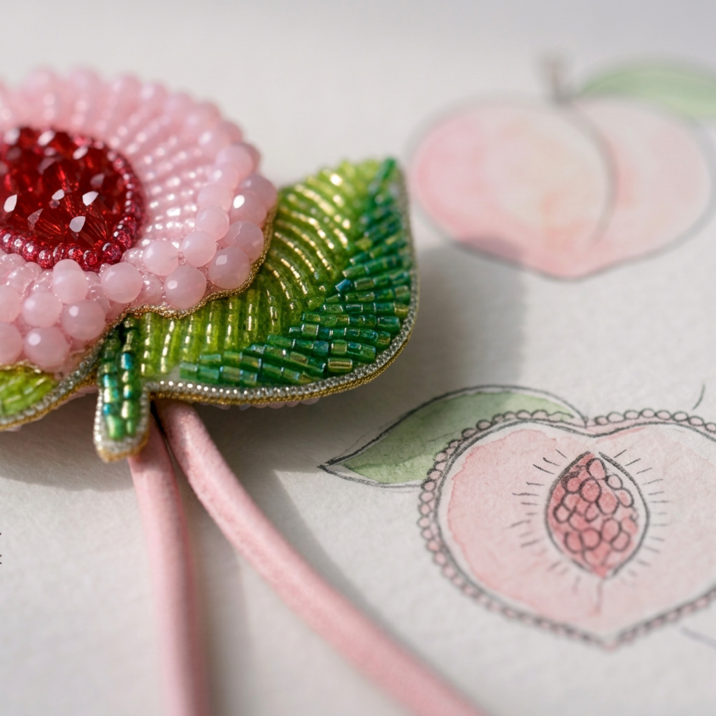 Peachy Beaded Bag Charm