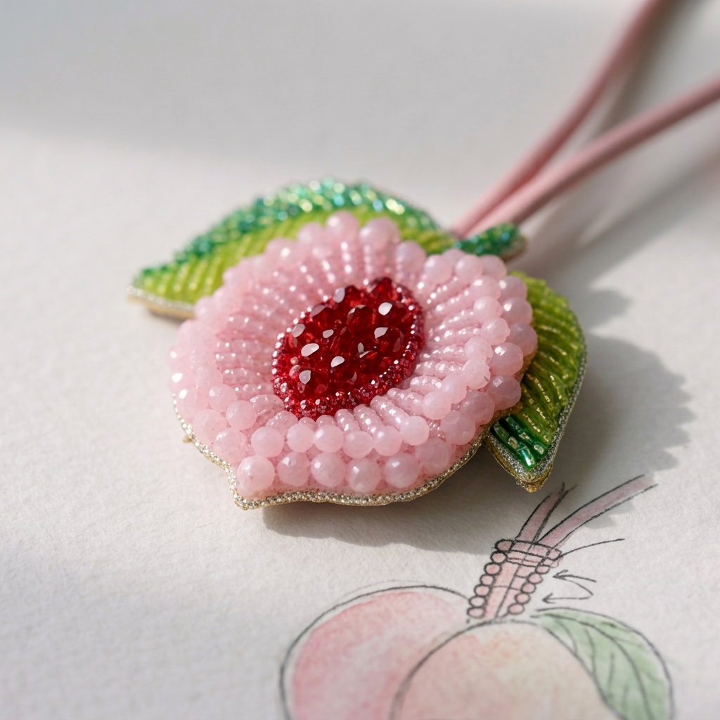 Peachy Beaded Bag Charm