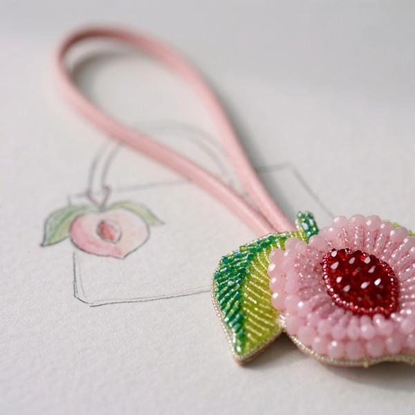 Peachy Beaded Bag Charm