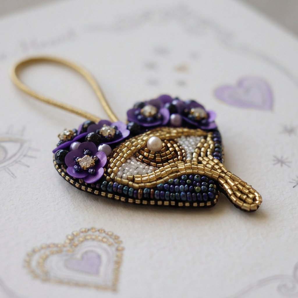 Pansy Heart Eye Bag Charm