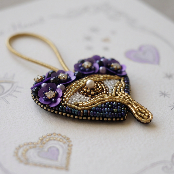Pansy Heart Eye Bag Charm