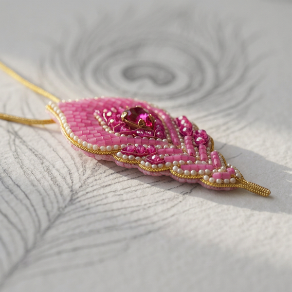 Rose Feather Bag Charm
