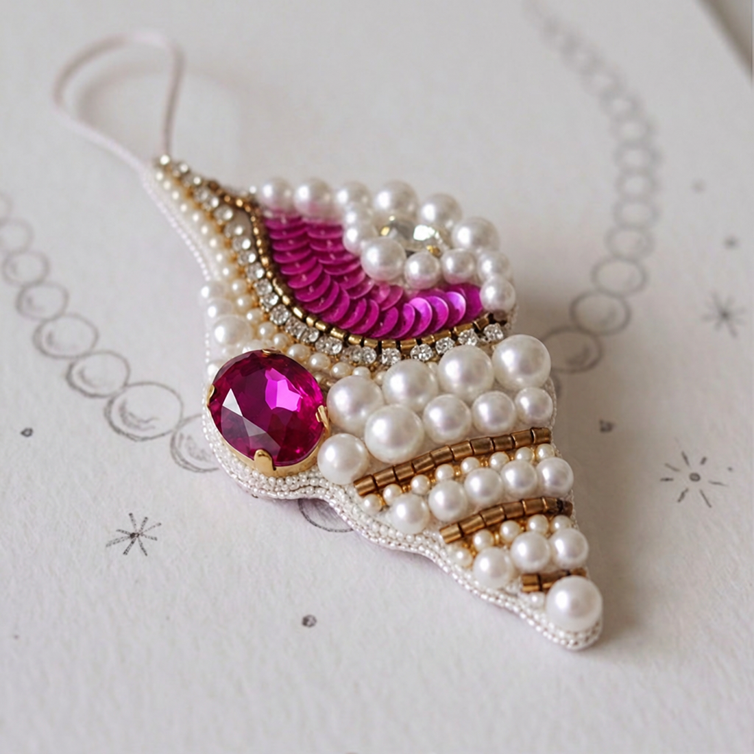 Conch Beaded Bag Charm