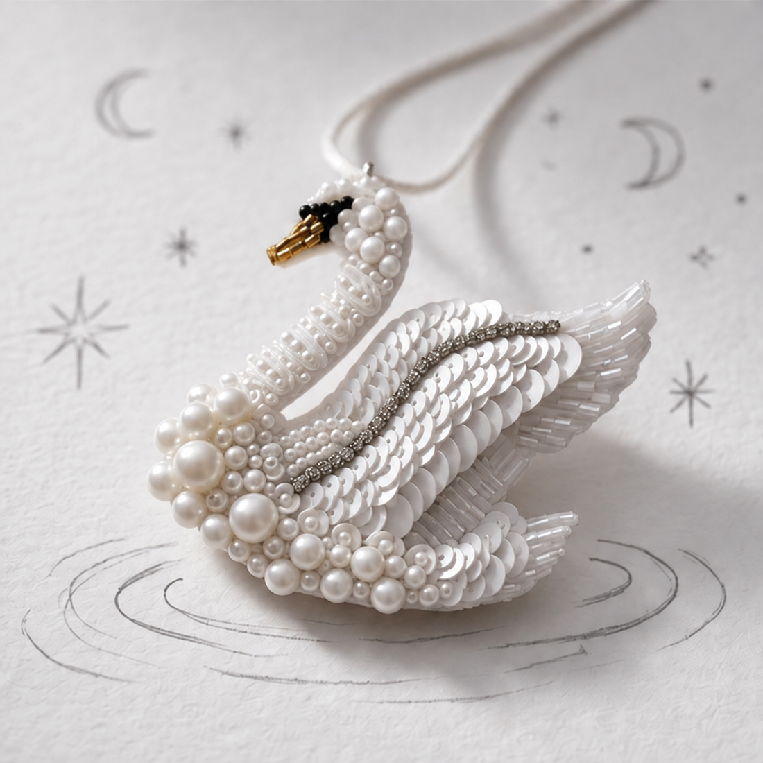 Swan Beaded Bag Charm