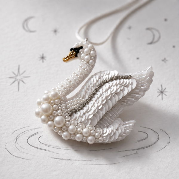 Swan Beaded Bag Charm