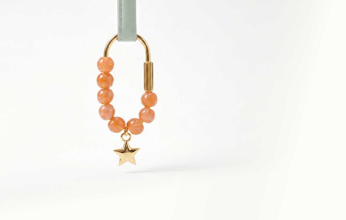 Apricot Beaded Star Carabiner
