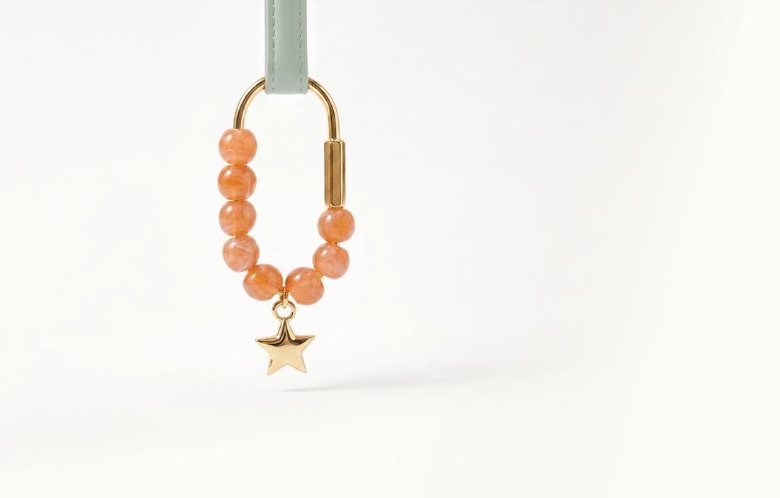 Apricot Beaded Star Carabiner