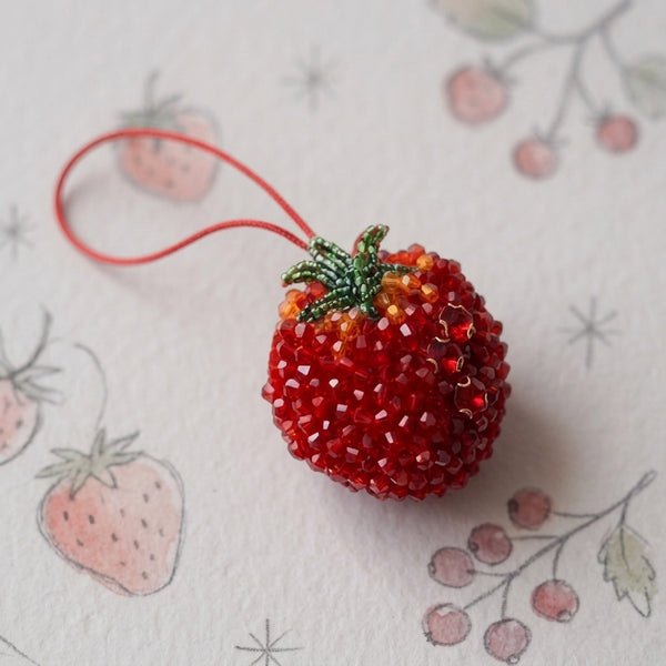 Tomato Beaded Bag Charm