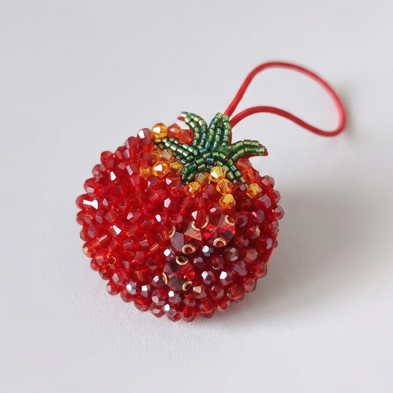 Tomato Beaded Bag Charm